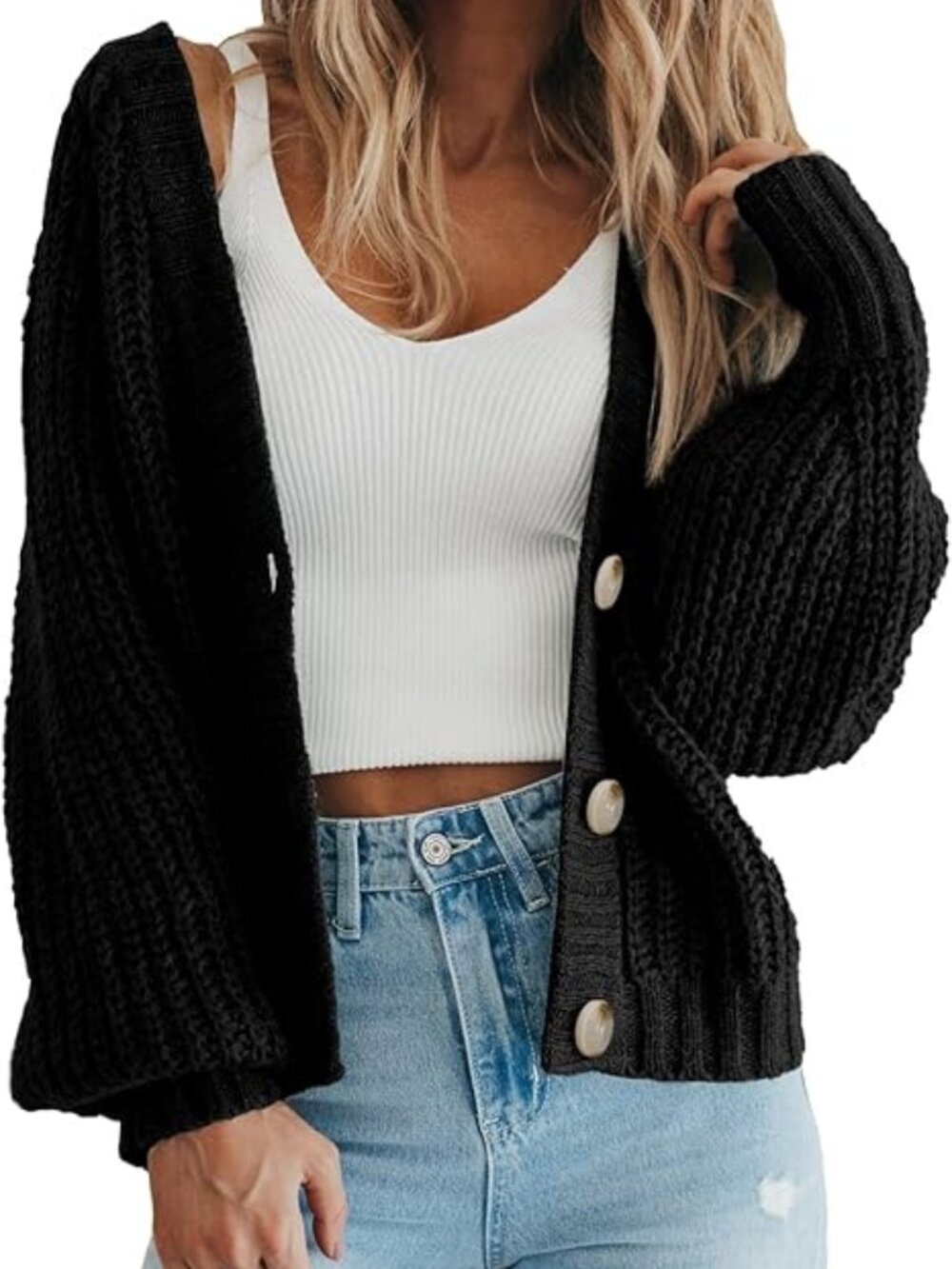 Women's Chunky Knit Open Front Cardigan Sweaters Fall Outfits